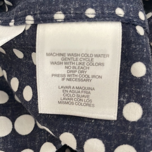 Jones New York Signature Women’s Geometric Polka Dots Blouse Navy/White L - Picture 7 of 7